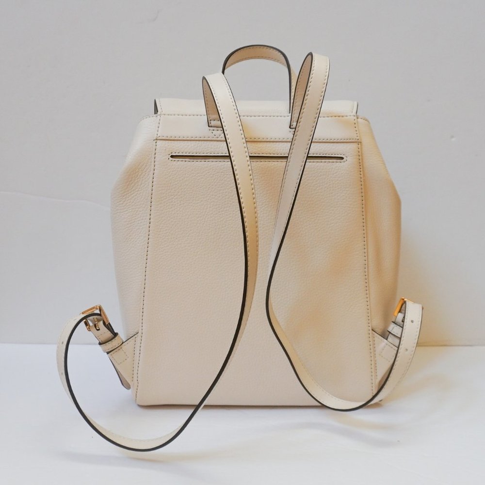 Michael Kors Ginger Medium Drawstring Backpack Pebbled Leather Light Cream - Picture 3 of 11